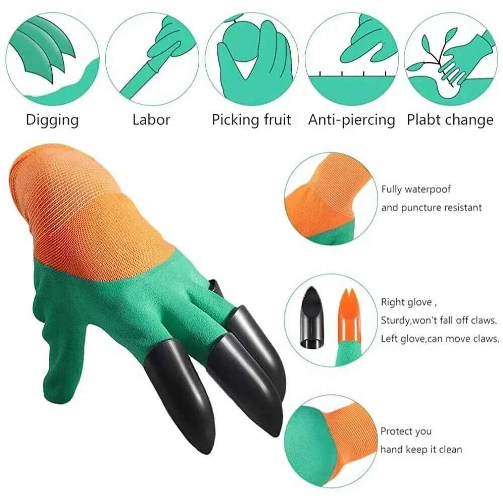 Protective Garden Gloves w/ Claws, Planting Vegetables & Flowers Digging Soil